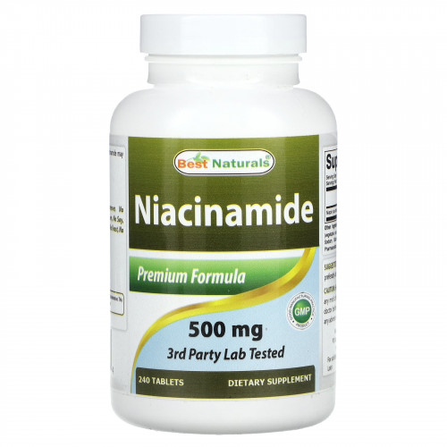Best Naturals, Ниацинамид, 500 мг, 240 таблеток