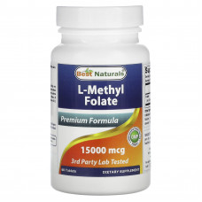 Best Naturals, L-метилфолат, 15000 мкг, 60 таблеток