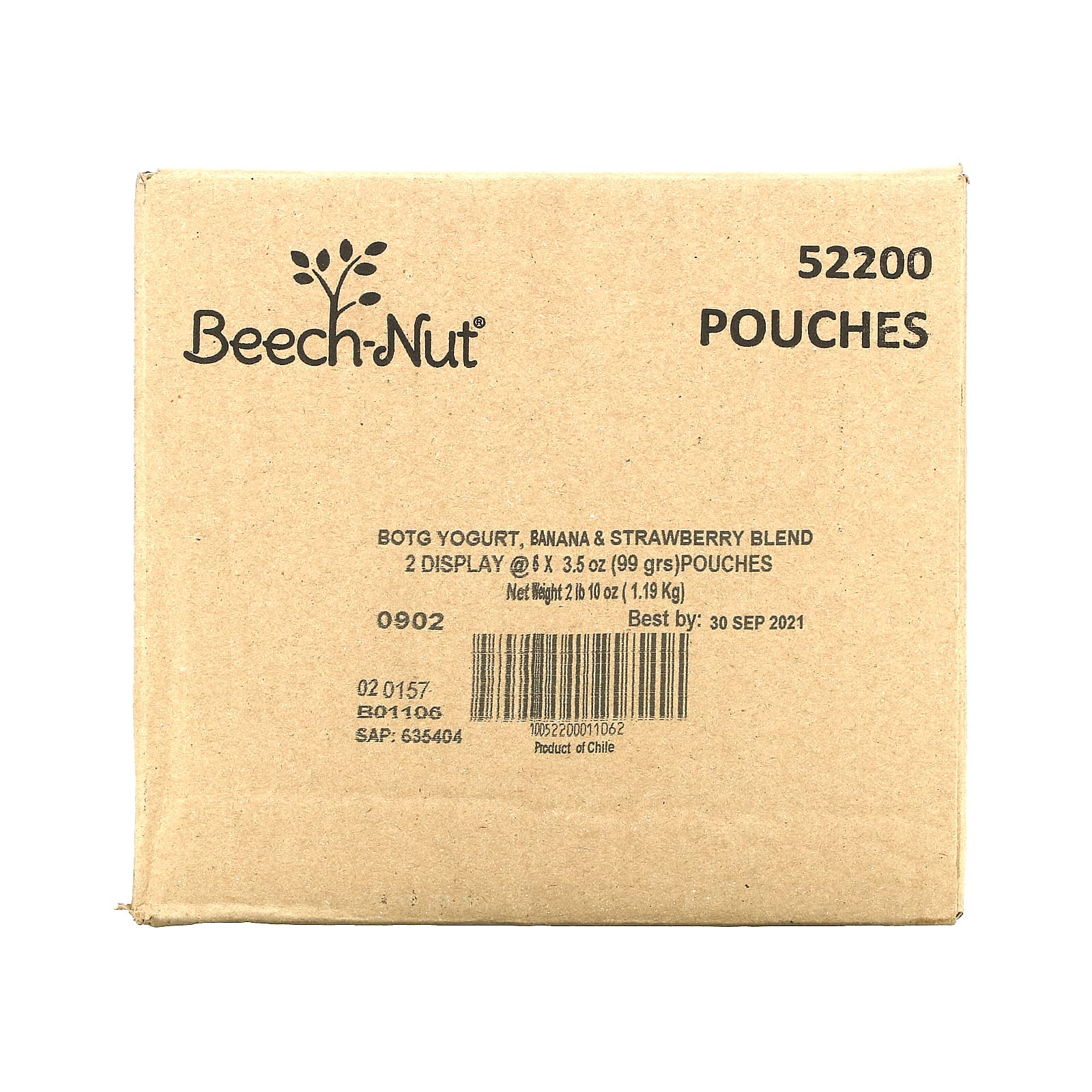 Beech-Nut, завтрак, для детей от 12 месяцев, йогурт с бананом и клубникой, 12 паучей по 99 г (3,5 унции)