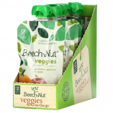 Beech-Nut, Veggies, от 6 месяцев, тыква, цуккини и яблоко, 12 пакетиков, 99 г (3,5 унции)
