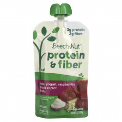 Beech-Nut, Фрукты, овощи, смесь йогурта и злаков, белок и клетчатка, от 12 месяцев, яблоко, йогурт, малина, фиолетовая морковь и овес, 99 г (3,5 унции)