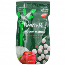 Beech-Nut, Yogurt Melties, йогуртовый снек, для детей от 8 месяцев, клубника, яблоко и йогурт, 28 г (1 унция)