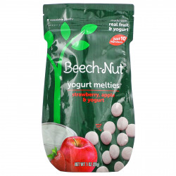 Beech-Nut, Yogurt Melties, йогуртовый снек, для детей от 8 месяцев, клубника, яблоко и йогурт, 28 г (1 унция)