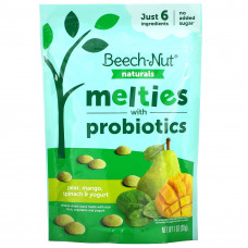 Beech-Nut, Naturals, снек с пробиотиками, для детей от 8 месяцев, груша, манго, шпинат и йогурт, 28 г (1 унция)