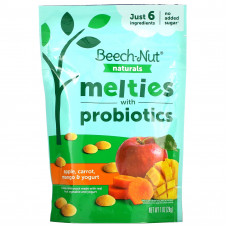 Beech-Nut, Naturals, снек с пробиотиками, для детей от 8 месяцев, яблоко, морковь, манго и йогурт, 28 г (1 унция)