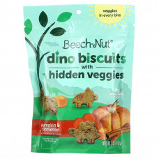 Beech-Nut, Dino Biscuits со скрытыми овощами, тыквой и корицей, 142 г (5 унций)