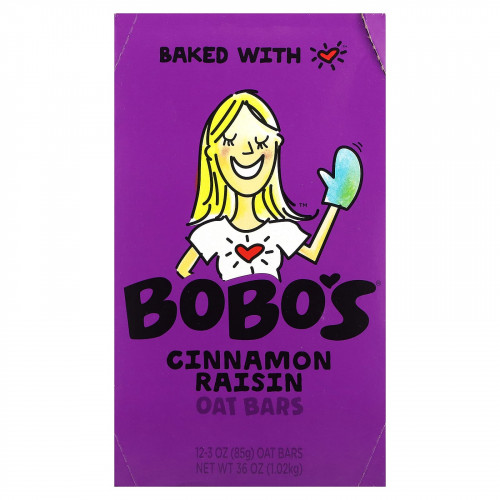 Bobo's Oat Bars, Овсяные батончики с корицей и изюмом, 12 батончиков, 85 г (3 унции)