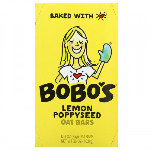 Bobo's Oat Bars, Овсяные батончики с лимоном и маком, 12 батончиков по 85 г (3 унции)