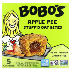 Bobo's Oat Bars, Овсяные кусочки с начинкой, яблочный пирог, 5 кусочков, по 37 г (1,3 унции)