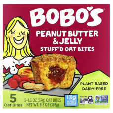 Bobo's Oat Bars, Овсяные кусочки с начинкой, арахисовая паста и желе, 5 кусочков, 37 г (1,3 унции)