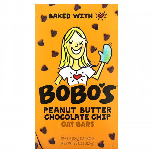 Bobo's Oat Bars, Арахисовая паста с шоколадной крошкой, 12 батончиков по 85 г (3 унции)