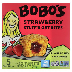 Bobo's Oat Bars, Овсяные кусочки с начинкой, клубника, 5 кусочков, по 37 г (1,3 унции)