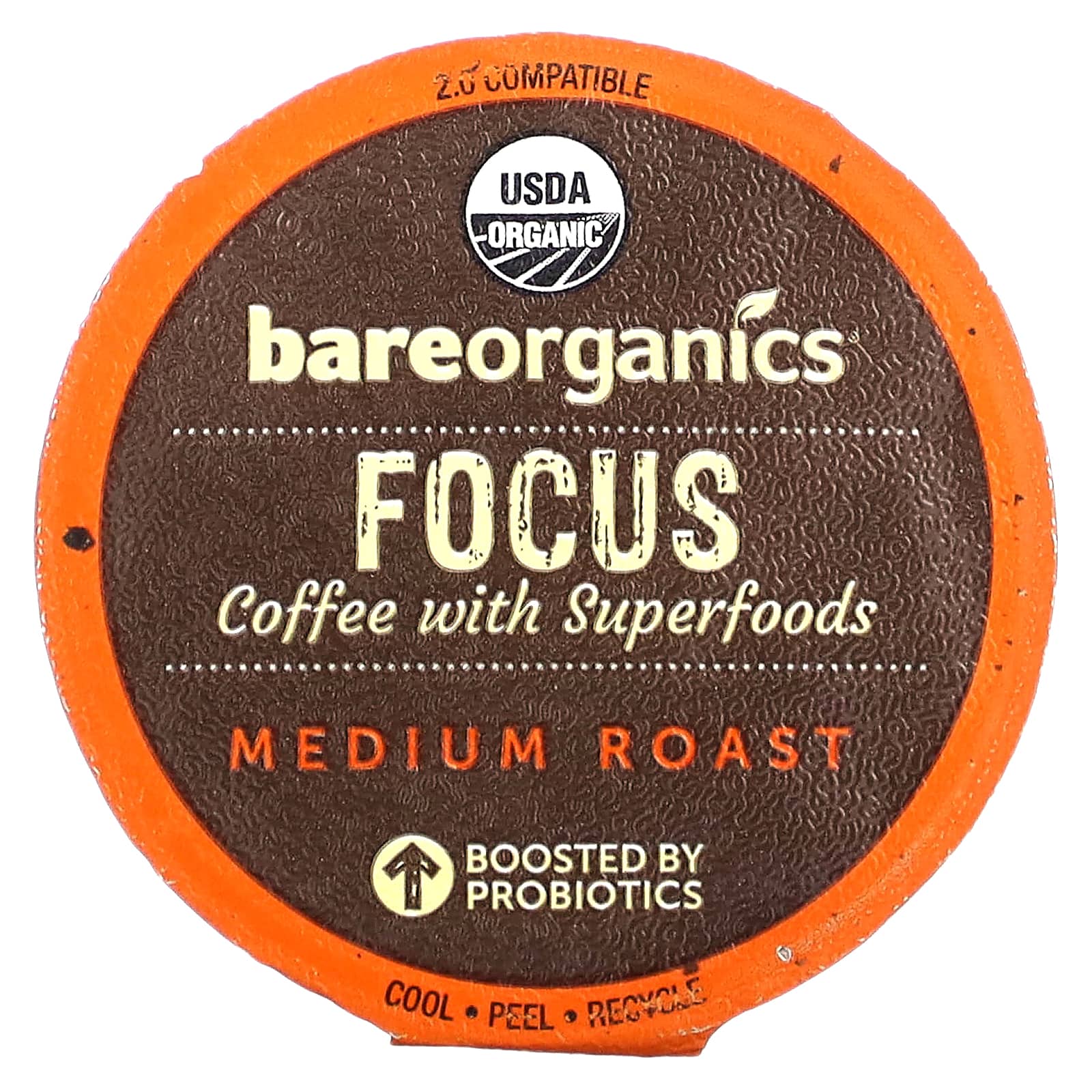 BareOrganics, Focus, кофе с суперфудами, средней обжарки, 10 чашек по 10,9 г (0,38 унции)