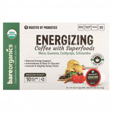 BareOrganics, Energizing, кофе с суперфудами, средней обжарки, 10 чашек по 11,5 г (0,41 унции)