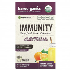 BareOrganics, Immunity, Superfood Water Enhancer, апельсин и мандарин, 12 пакетиков в стиках по 6 г (0,21 унции)