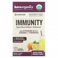 BareOrganics, Immunity, Superfood Water Enhancer, органический апельсин и мандарин, 5 пакетиков в стиках по 6 г (0,21 унции)