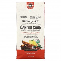 BareOrganics, Cardio Care, кофе с суперфудами, молотый, средней обжарки, 283 г (10 унций)