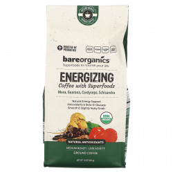 BareOrganics, Бодрящий кофе с суперфудами, молотый, средней обжарки, 283 г (10 унций)