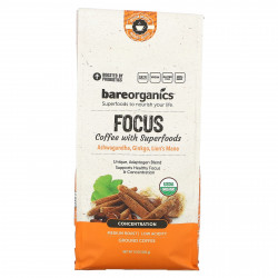 BareOrganics, Focus Coffee with Superfoods, молотый, средней обжарки, 283 г (10 унций)