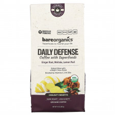 BareOrganics, Кофе Daily Defense с суперфудами, молотый, темная обжарка, 283 г (10 унций)