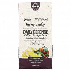 BareOrganics, Кофе Daily Defense с суперфудами, молотый, темная обжарка, 283 г (10 унций)