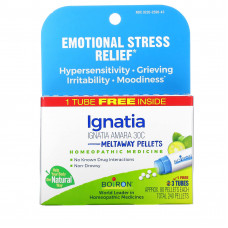 Boiron, Ignatia Amara, средство для снятия эмоционального стресса, гранулы Meltaway, 30C, 3 тюбика, 80 гранул в каждом