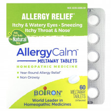 Boiron, AllergyCalm, для снятия аллергии, без добавок, 60 таблеток Meltaway