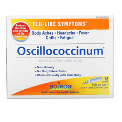 Boiron, Oscillococcinum, средство для облегчения симптомов гриппа, 12 быстрорастворимых гранул по 1,13 г (0,04 унции)