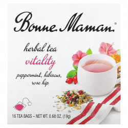 Bonne Maman, Herbal Tea, Vitality, без кофеина, 16 чайных пакетиков, 19 г (0,68 унции)