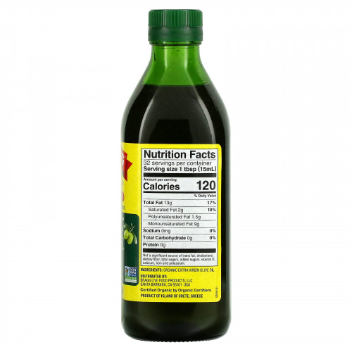Bragg, Органическое оливковое масло холодного отжима, 473 мл (16 жидк. Унций)