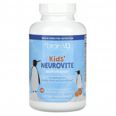 BrainMD, Kids', Neurovite, мультивитаминный комплекс, со вкусом цитрусовых, 120 жевательных таблеток в виде пингвина