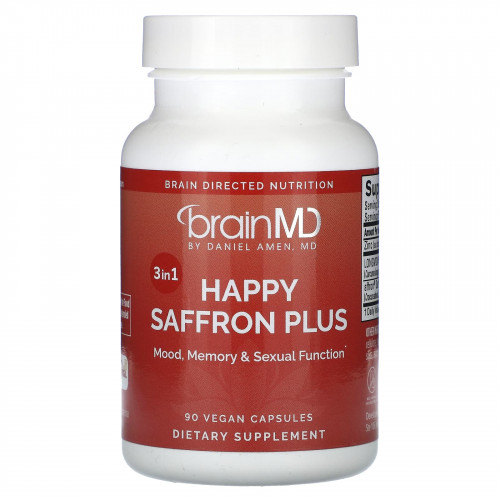 BrainMD, Happy Saffron Plus, 90 веганских капсул