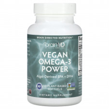BrainMD, Vegan Omega-3 Power, 60 растительных капсул