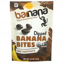 Barnana, мягкие глазированные кусочки банана, темный шоколад, 100 г (3,5 унции)