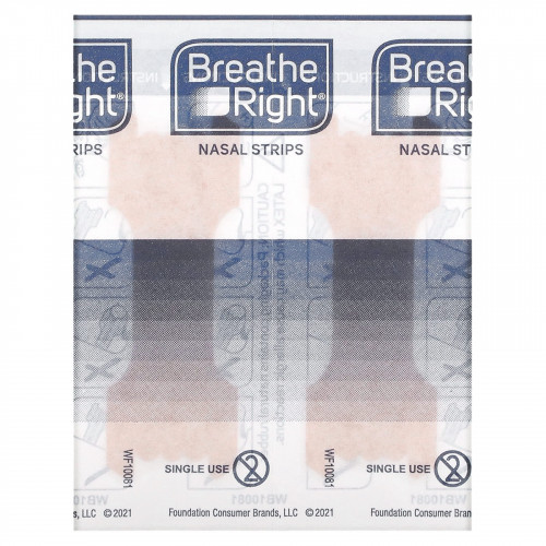 Breathe Right, Полоски для носа, усиленное действие, 26 шт.