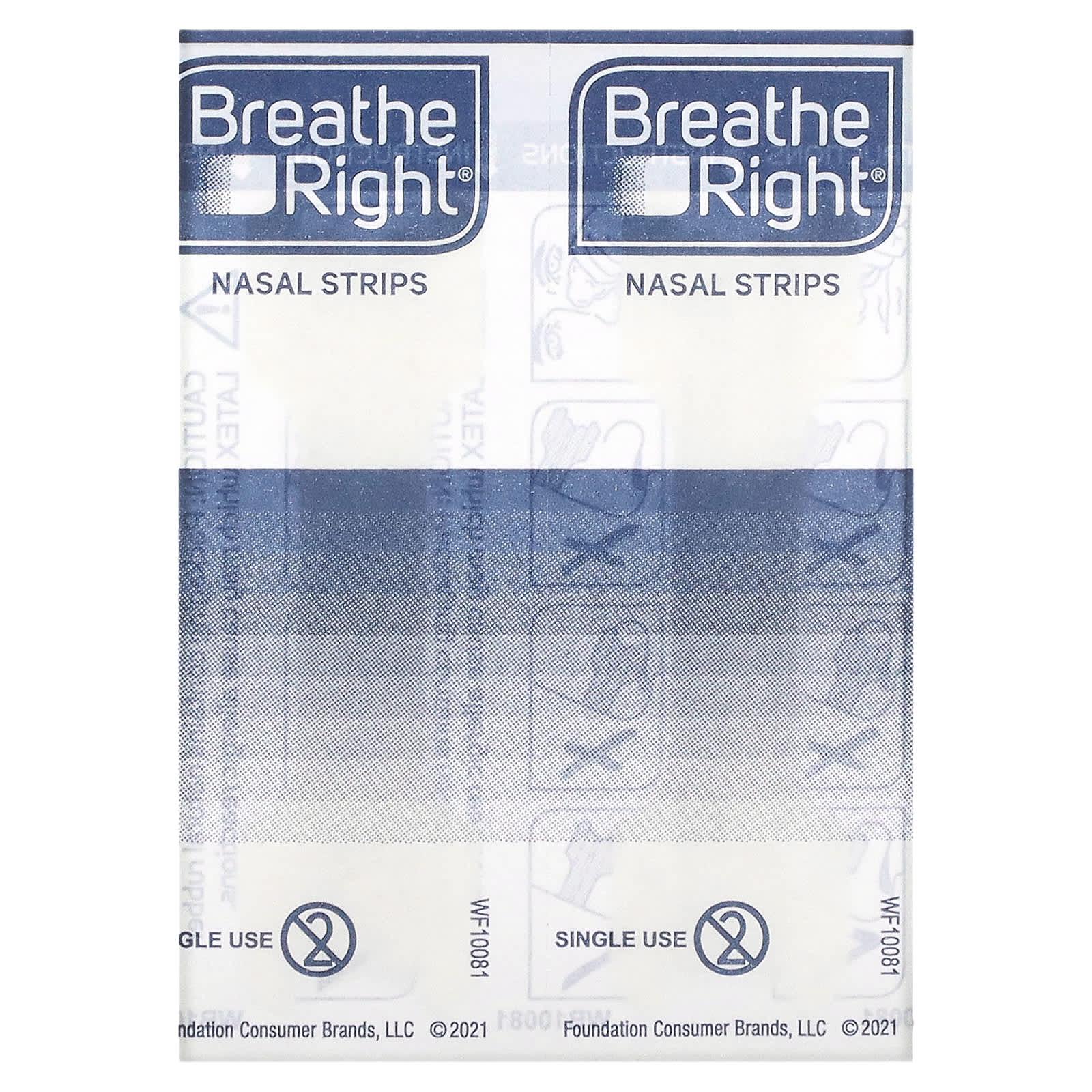 Breathe Right, Полоски для носа, прозрачные для чувствительной кожи, большие, 30 прозрачных полосок