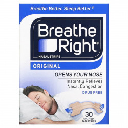Breathe Right, Полоски для носа, оригинальные, маленькие / средние, 30 шт.