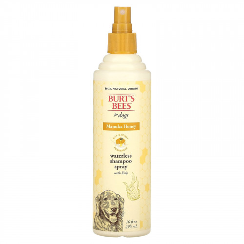 Burt's Bees, Безводный шампунь-спрей Manuka Honey с водорослями, для собак, с молоком и медом, 296 (10 жидк. Унций)