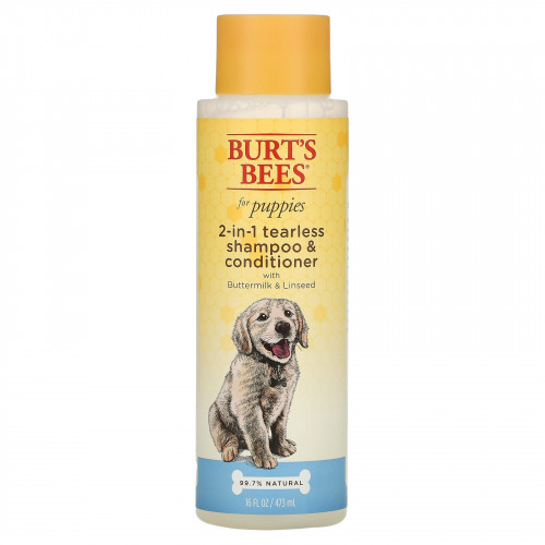 Burt's Bees, 2-в-1 шампунь и кондиционер для щенков с пахтой и льняными семенами, 473 мл (16 жидк. Унций)