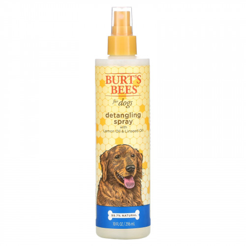 Burt's Bees, Спрей для распутывания волос для собак с лимонным маслом и льняным маслом, 296 мл (10 жидк. Унций)