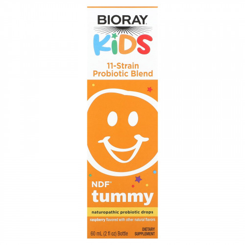Bioray, Kids, NDF Tummy, смесь из 11 штаммов пробиотиков, со вкусом малины, 60 мл (2 жидк. унции)
