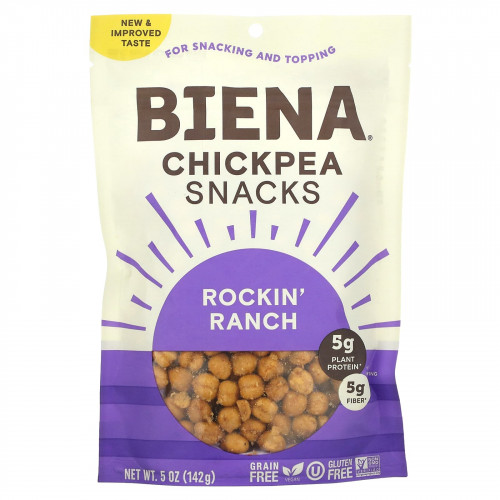 BIENA, Снеки из нута, Rockin 'Ranch, 142 г (5 унций)