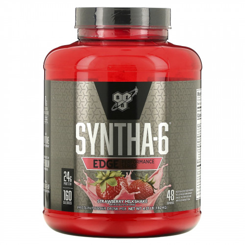 BSN, Syntha-6 Edge, смесь протеина в порошке, клубничный молочный коктейль, 1,82 кг (4,01 фунта)