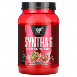 BSN, Syntha-6, Ultra Premium Protein Matrix, клубничный молочный коктейль, 1,32 кг (2,91 фунта)