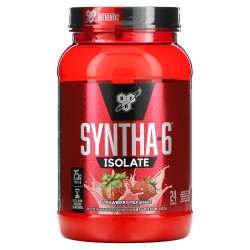 BSN, Syntha-6 Isolate, сухая смесь для приготовления протеиновых коктейлей, со вкусом клубники, 912 г (2,01 фунтов)