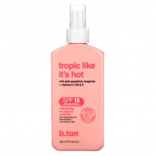 b.tan, Tropic Like It's Hot, солнцезащитное масло-спрей для глубокого загара, SPF 15, 236 мл (8 жидк. Унций)