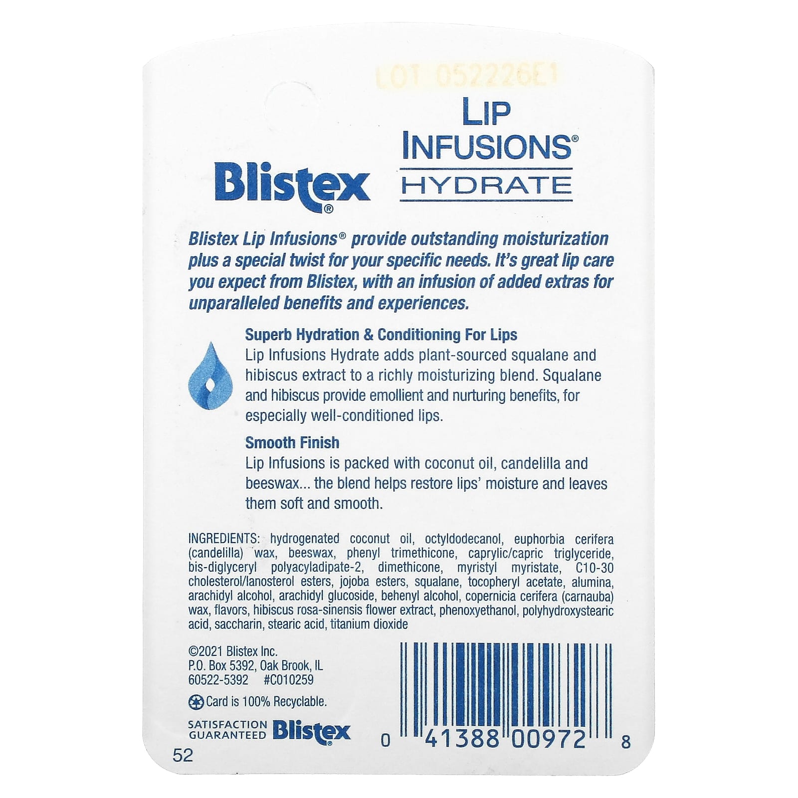 Blistex, Lip Infusions, Увлажняющее средство для губ, гидрат, 0,13 унции (3,69 г)