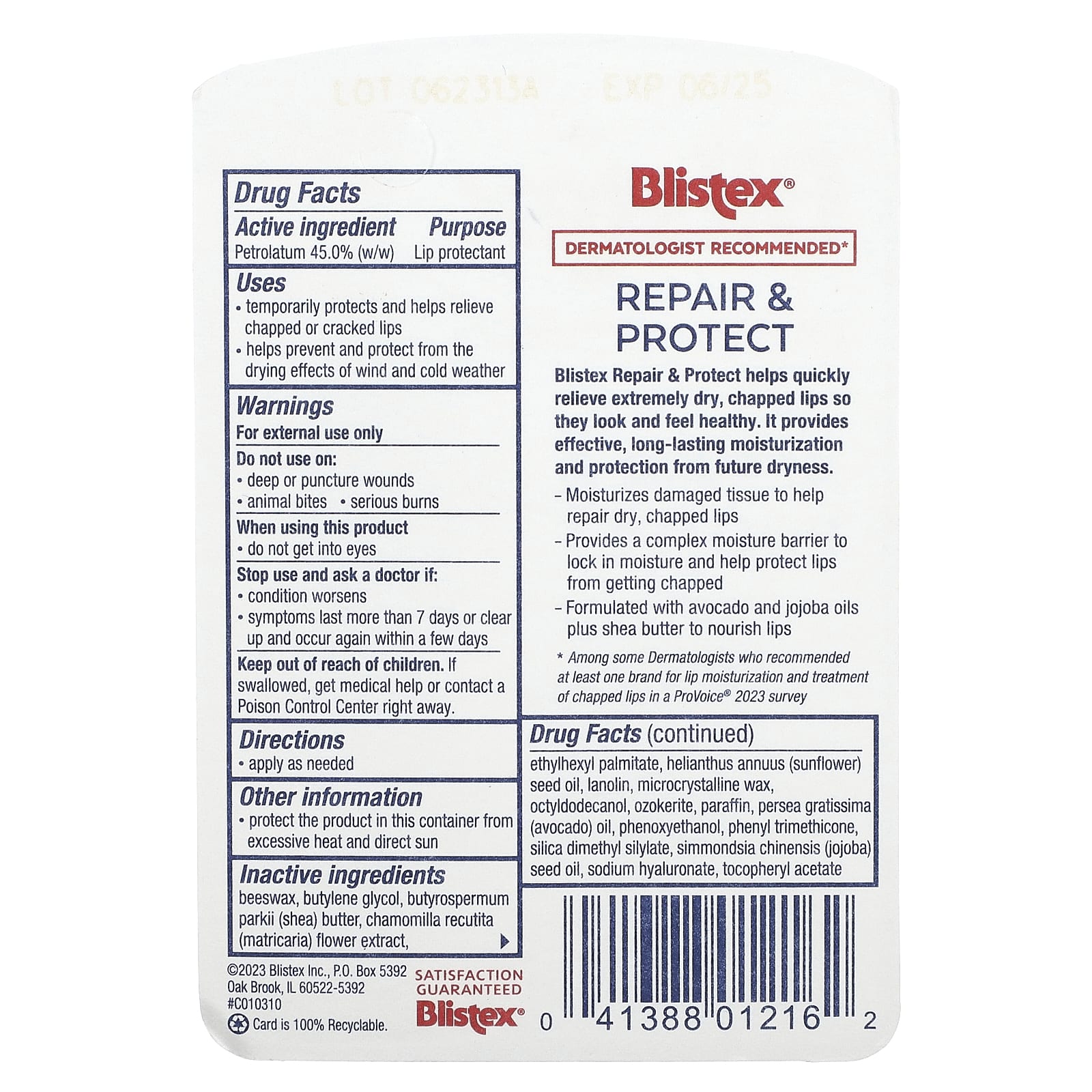 Blistex, Средство для восстановления и защиты губ, 3,69 г (0,13 унции)