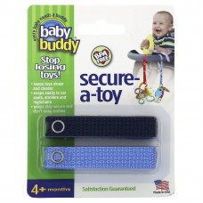 Baby Buddy, Secure-A-Toy, для детей от 4 месяцев, темно-синий и небесно-голубой, 2 полоски