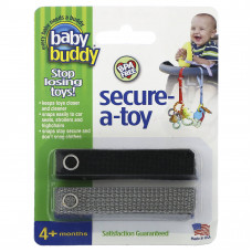 Baby Buddy, Secure-A-Toy, для детей от 4 месяцев, черный и серый, 2 полоски